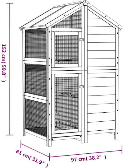 vidaXL Ξύλινο Κλουβί Πτηνών 97x81x152εκ. Καφέ