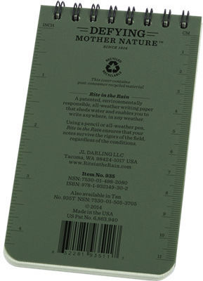 Rite in the Rain Notebook Spiral 50 Sheets Ruled Green