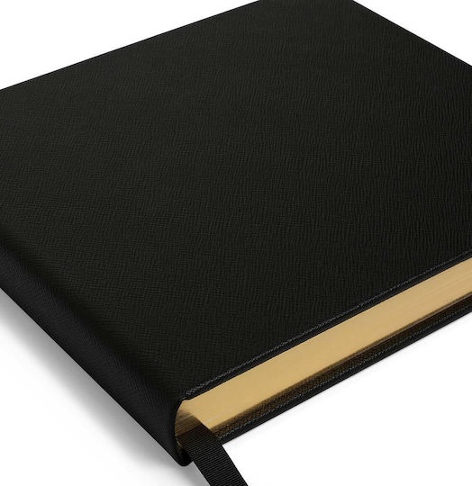 Smythson Large Leather Visitors Тетрадка с Бели Страници Черен