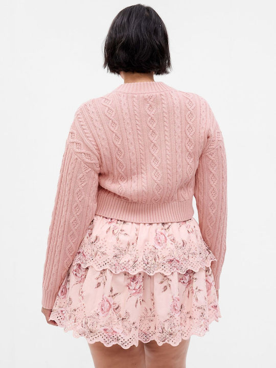GAP Women's Long Sleeve Crop Sweater Cotton Pink