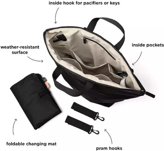 Done by Deer Diaper Bag Black 40x15x40cm.