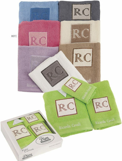 Dimcol Σετ Πετσέτες Μπάνιου 3τμχ Ricardo Cavalli Ροζ
