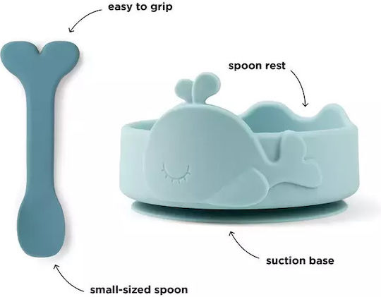Done by Deer Feeding Set Wally Bowl made of Silicone Light Blue 2pcs