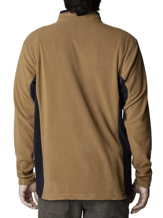 Columbia Herren Langarm-Pullover Ausschnitt mit Reißverschluss Braun