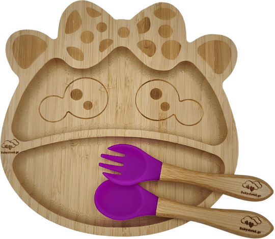Baby Cloud Σετ Φαγητού από Bamboo με Αντιολισθητική Βάση Μωβ 3τμχ για 6+ μηνών