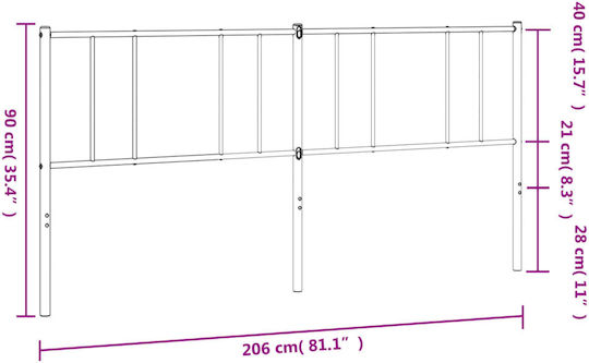 vidaXL Metallic White Bed Headboard 206x90cm