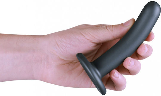 Shots Ouch! Smooth Silicone G-Spot Glass Dildo with Balls and Suction Cup Gray 12cm