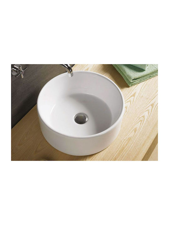Tema Vessel Porcelain Bathroom Sink 40.5x40.5x15cm White