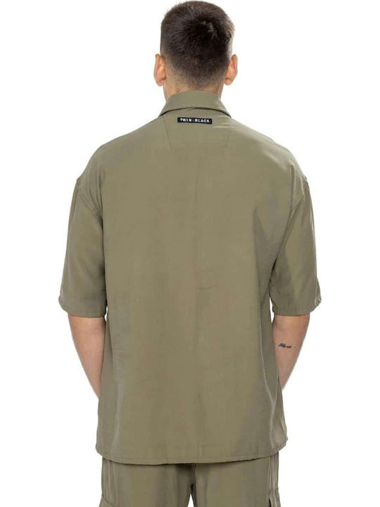 Μακρυμάνικo Λινό Overshirt Χακί