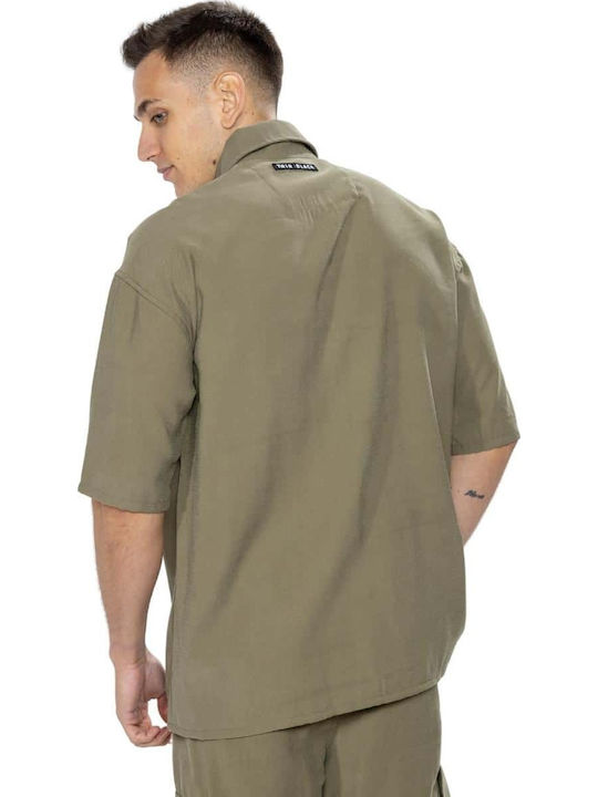 Μακρυμάνικo Λινό Overshirt Χακί