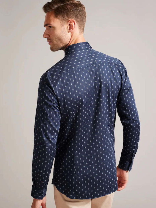 Ted Baker Памучно Риза Тъмносиня