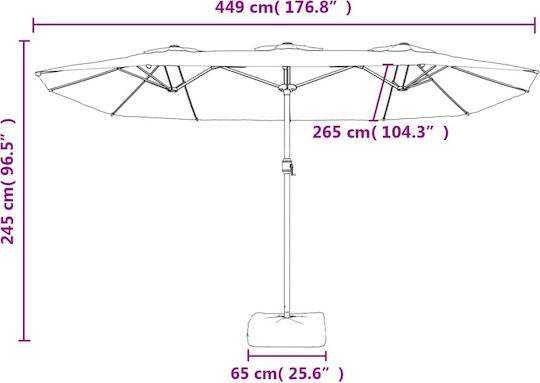 Professioneller Rundschreiben Aluminium Garten- und Terrassen-Sonnenschirm Blau F4.49xY2.45m