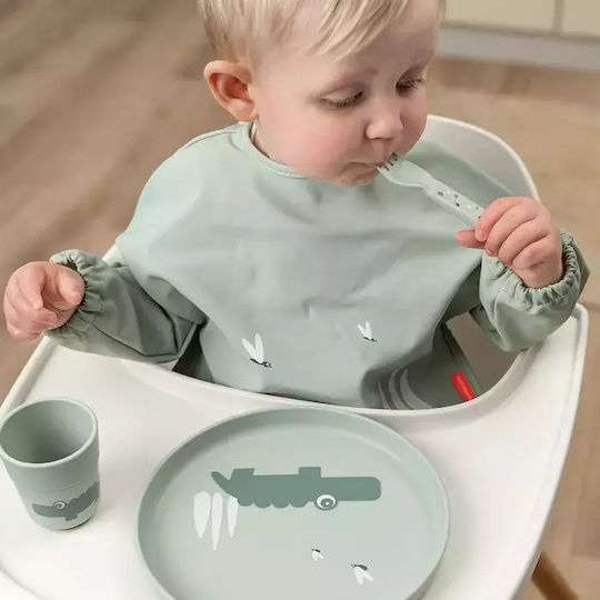 Done by Deer Baby Food Plate Happy Clouds made of Plastic Green
