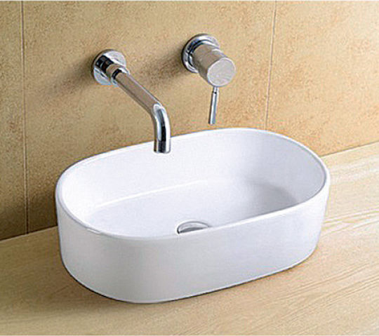 KLP River Aufgesetztes Waschbecken Porzellan 56x35x14.5cm Weiß KLP River Aufgesetztes Waschbecken Porzellan 56x35x14.5cm Weiß