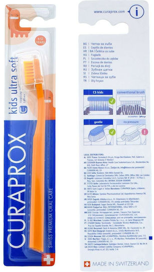 Curaprox Ultra Soft Παιδική Οδοντόβουρτσα για 4+ Χρονών Πορτοκαλί