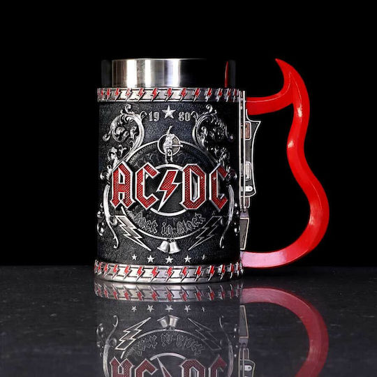 Nemesis Now AC/DC Back In Black Tankard Pahar pentru bere din Metal în Culoarea Negru 600ml
