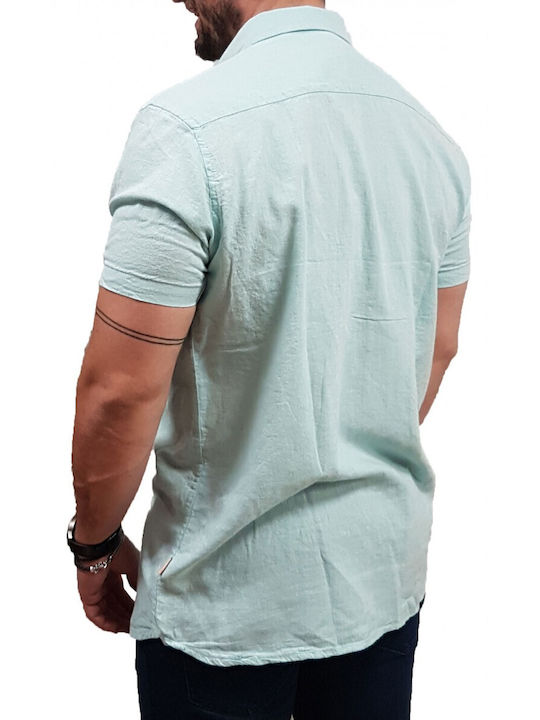 Rebase 231- Men's Shirt Short Sleeve Linen Aqua