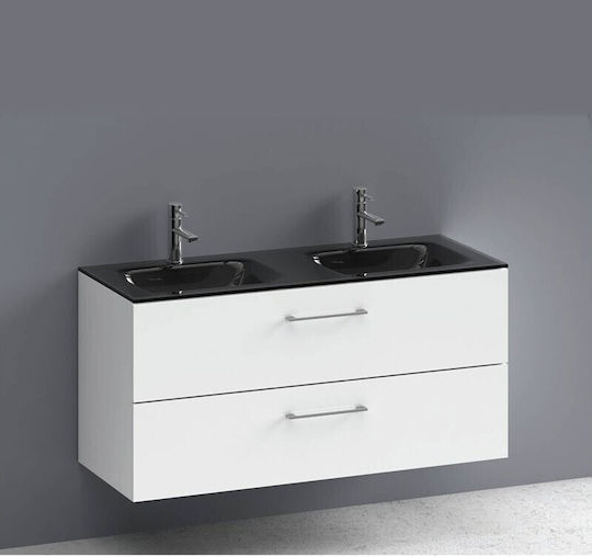 Karag Vetro Ένθετος Νιπτήρας Γυάλινος 121x46x12cm Μαύρος