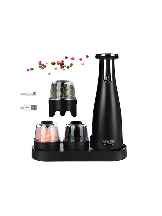 Adler Electric Set Spice Mills made of Ceramic in Black Color 8cm 3pcs