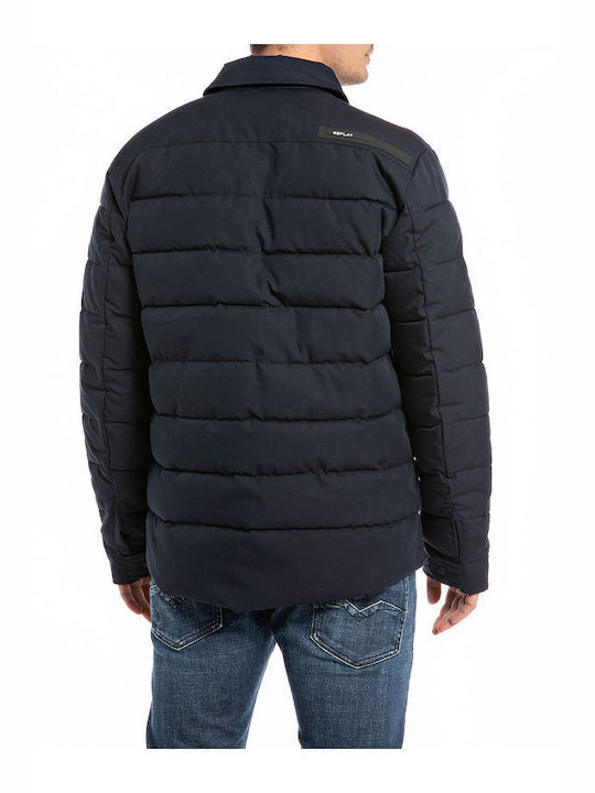 Replay Herren Winter Jacke Puffer Marineblau