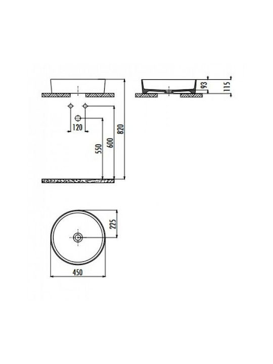 Creavit Loop Επικαθήμενος Νιπτήρας Πορσελάνης 45x45x11.5cm White