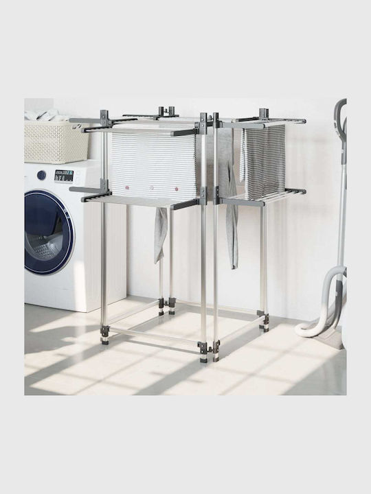 vidaXL Aluminum Folding Floor Clothes Drying Rack with Hanging Length 33m