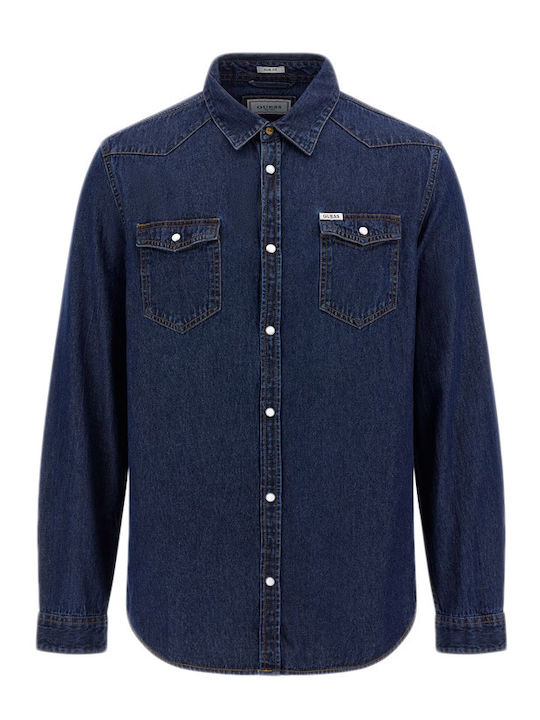 Long-sleeved Denim Shirt Blue