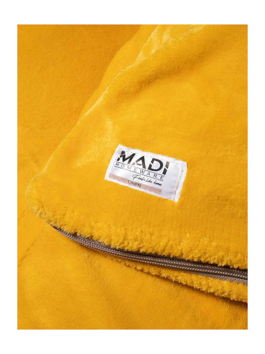 Madi Dull Blanket Velvet Queen 240x260cm. Yellow