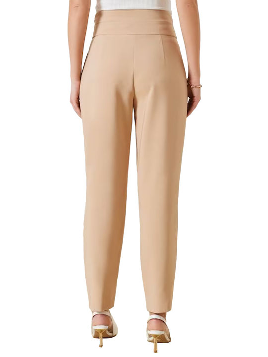 Rinascimento Women's High-waisted Fabric Trousers Beige