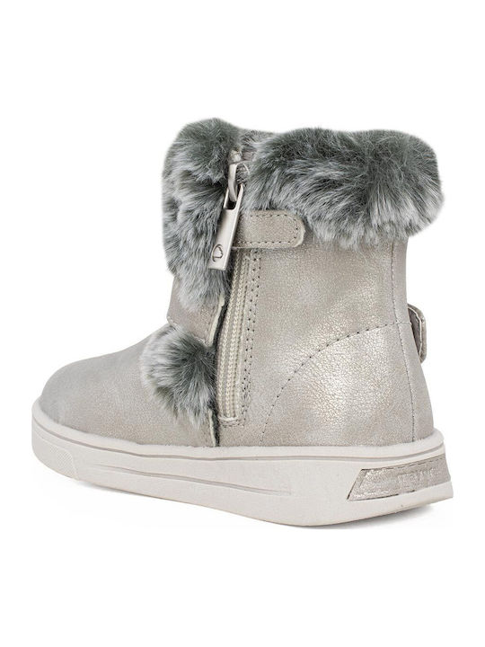 Anatomical Leather Kids Boots with Zipper Silver