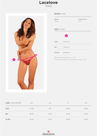 Obsessive Lacelove Γυναικείο Sexy Slip Κόκκινο