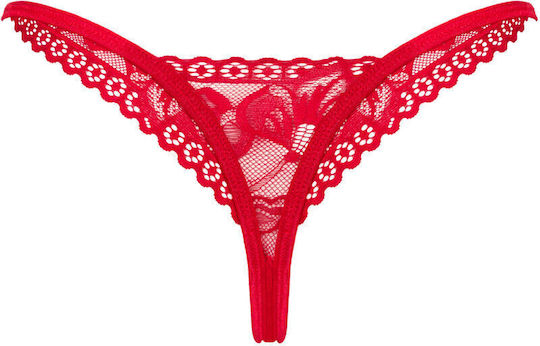 Obsessive Lacelove Γυναικείο Sexy Slip Κόκκινο