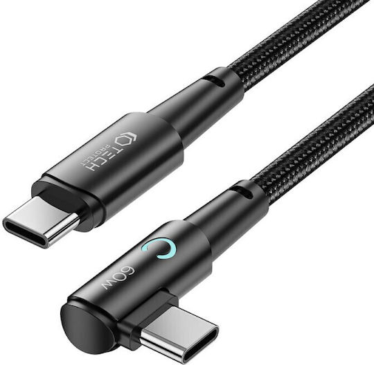 Tech-Protect Ultraboost ”L” Angle (90°) / Braided USB 2.0 Cable USB-C male - USB-C 60W PD Γκρι 2m