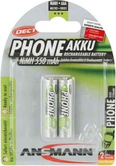 Ansmann Phone Rechargeable Battery AAA Ni-MH 550mAh 1.2V 2pcs