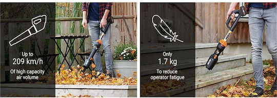 Worx WG 543E.9 Blower Handheld Battery 20V Solo with Volume Control & Maximum Air Speed 209km/h