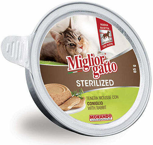 Morando Miglior Gatto Sterilised Υγρή Τροφή για Ενήλικες Γάτες σε Ταψάκι με Κουνέλι 85gr