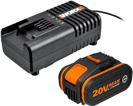 Worx Σετ Μπαταρίας Λιθίου Χωρητικότητας 4Ah 20V με Φορτιστή