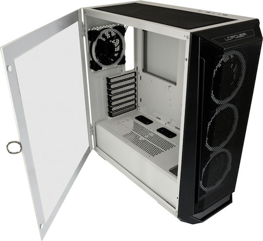 LC-Power 805BW Holo-1_X Gaming Midi-Turm Computergehäuse mit Seitenfenster Weiß