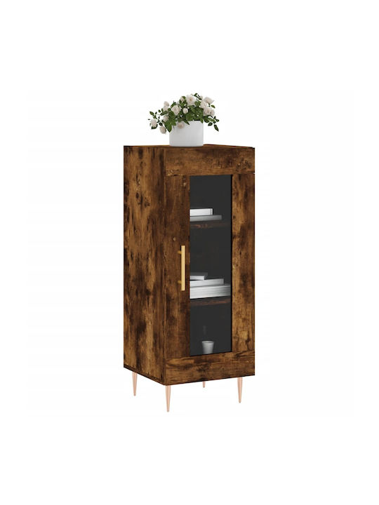 Living Room Display Cabinet from Particle Board with Windowed Brown 34.5x34x90cm