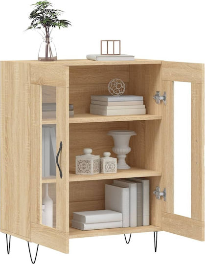 Living Room Display Cabinet from Particle Board with Brown Glass 69.5x34x90cm