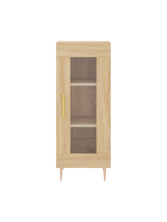 Living Room Display Cabinet Made of Particle Board Windowed Brown 34.5x34x90cm