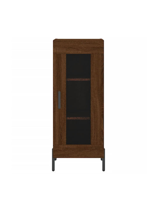 Floor-standing Living Room Display Cabinet made of Particleboard with Glass Brown 34.5x34x90cm