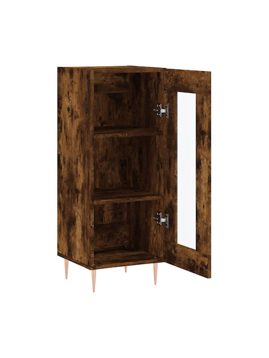 Living Room Display Cabinet from Particle Board with Windowed Brown 34.5x34x90cm