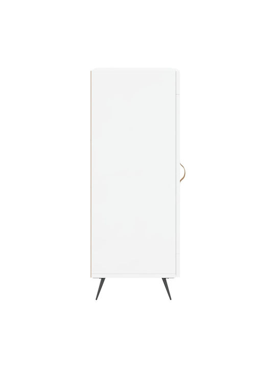 Floor-standing Living Room Display Cabinet made of Particleboard with Glass White 34.5x34x90cm