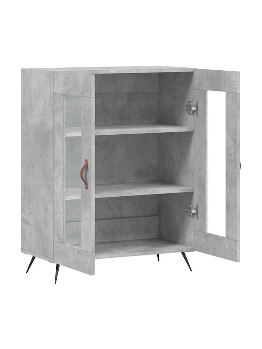Floor-standing Living Room Display Cabinet made of Particleboard with Glass Gray 69.5x34x90cm