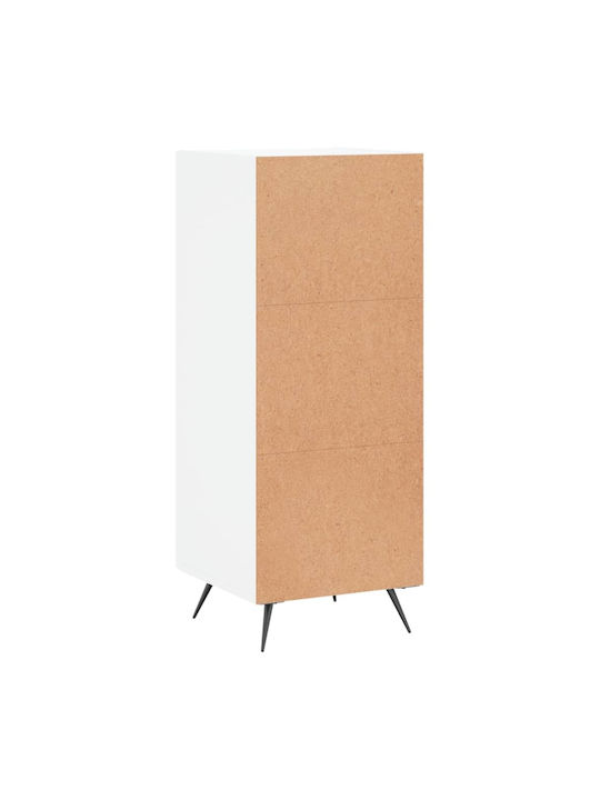 Floor-standing Living Room Display Cabinet made of Particleboard with Glass White 34.5x34x90cm