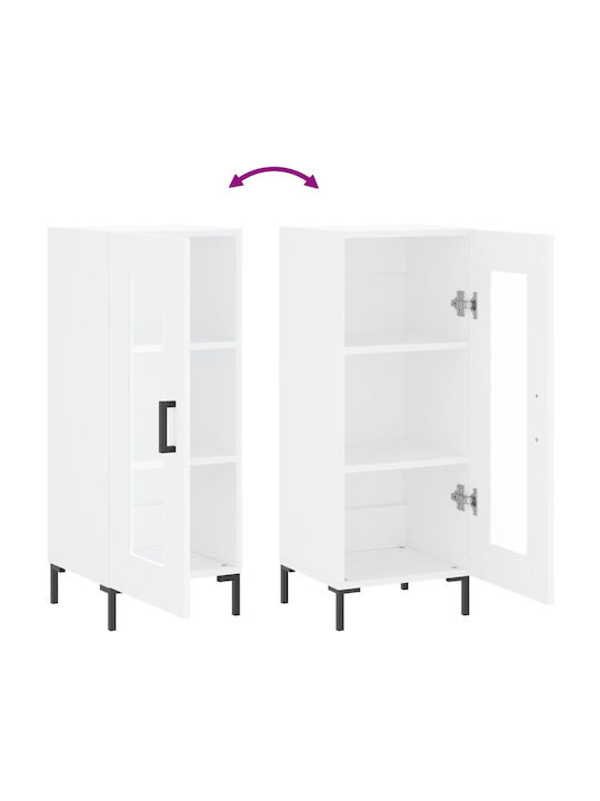 Floor-standing Living Room Display Cabinet made of Particleboard with Glass White 34.5x34x90cm