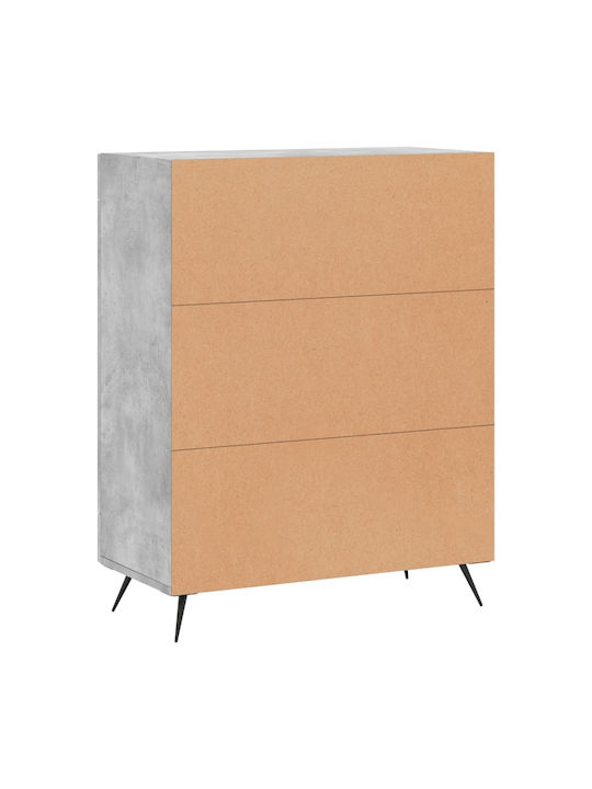 Floor-standing Living Room Display Cabinet made of Particleboard with Glass Gray 69.5x34x90cm