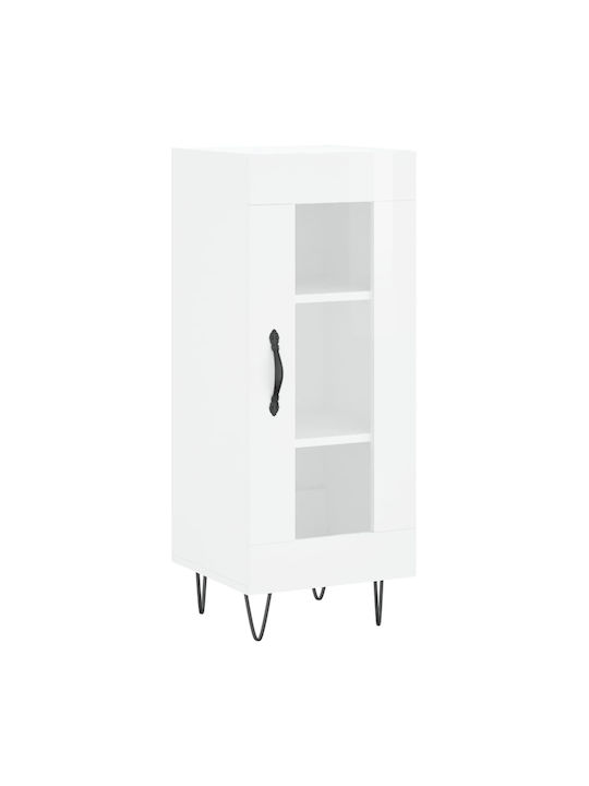 Living Room Display Cabinet from Particle Board with Windowed White 34.5x34x90cm