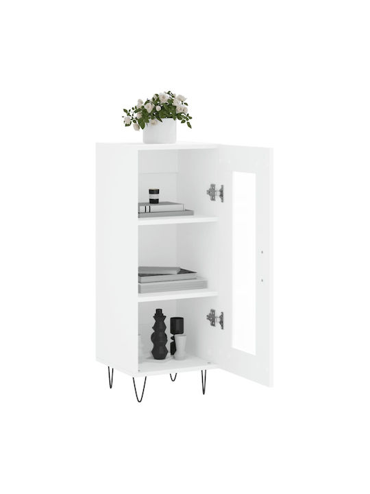 Living Room Display Cabinet made of Particle Board with Windowed White 34.5x34x90cm
